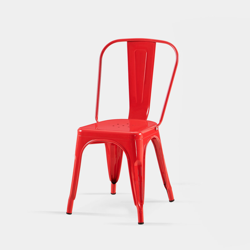 Chaises de salle à manger en métal ultrabrillantes pour l'intérieur et l'extérieur, Rouge