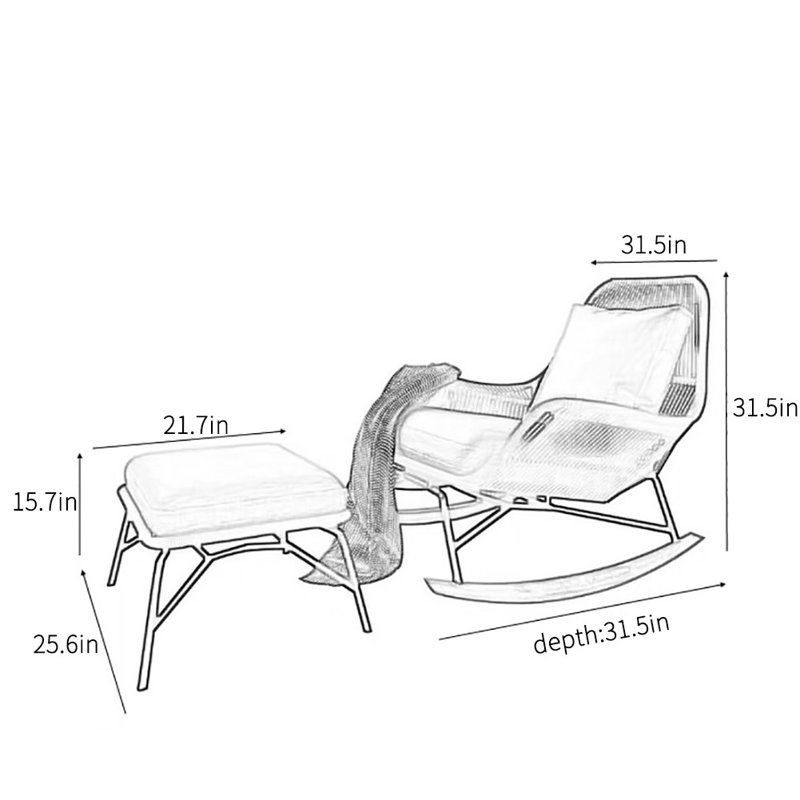 Chaise berçante nordique simple et magnifique, Gris