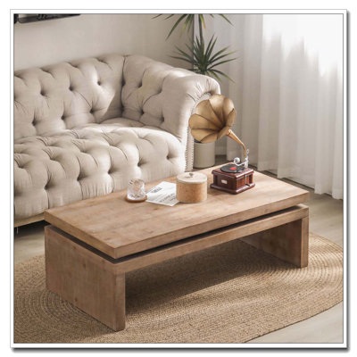 Rectangular Rustic Wood Coffee Table Living Room Center Table
