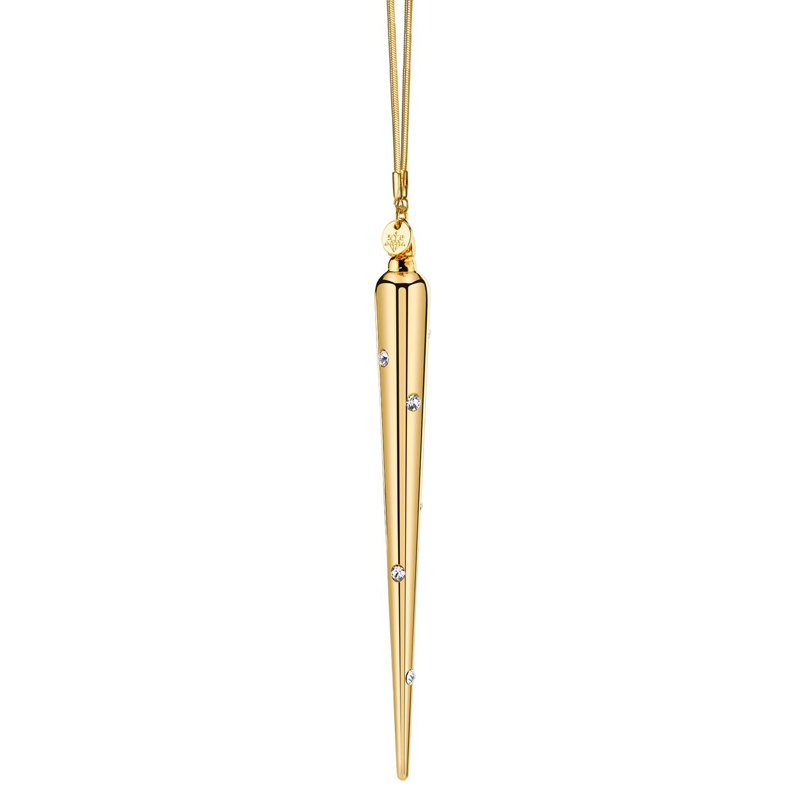 Icicle Diamante 6.5'' Handmade Geometric Metal Holiday Shaped Ornament, Gold