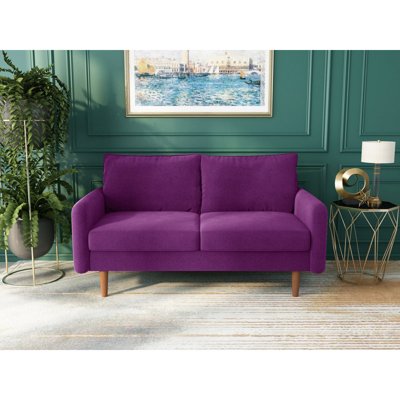 Morrone 57.8'' Velvet Loveseat, Eggplant Velvet
