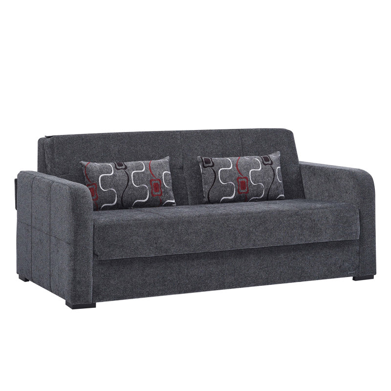 Twin 73'' Upholstered Convertible Sofa, Gray Chenille