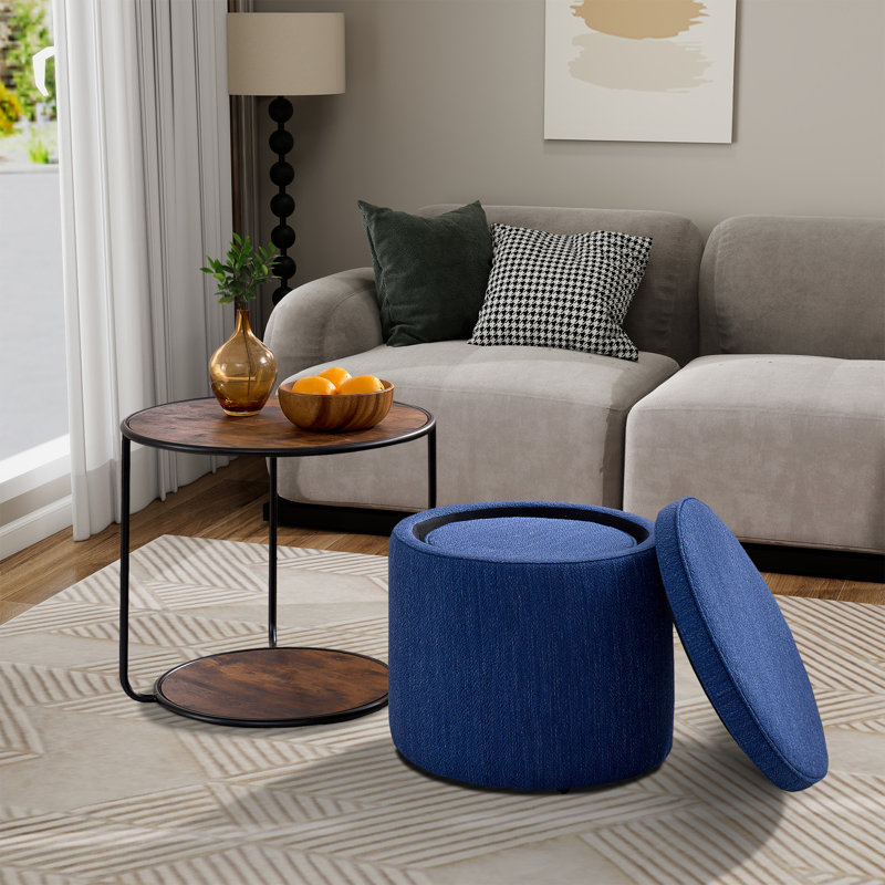 Table basse avec rangement et 2 repose-pieds, Bleu