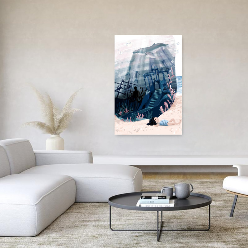 Affiche murale abstraite sans titre représentant une baleine côtière, H 60 po x l 40 po