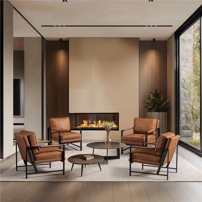 Chaise d'appoint rembourrée avec accoudoirs en métal Modern