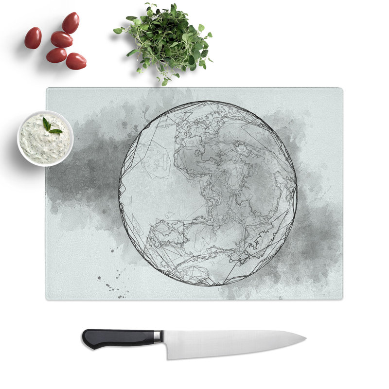 Tempered Glass the Beauty of the Moon Chopping Board, 20 cm x 28.5 cm