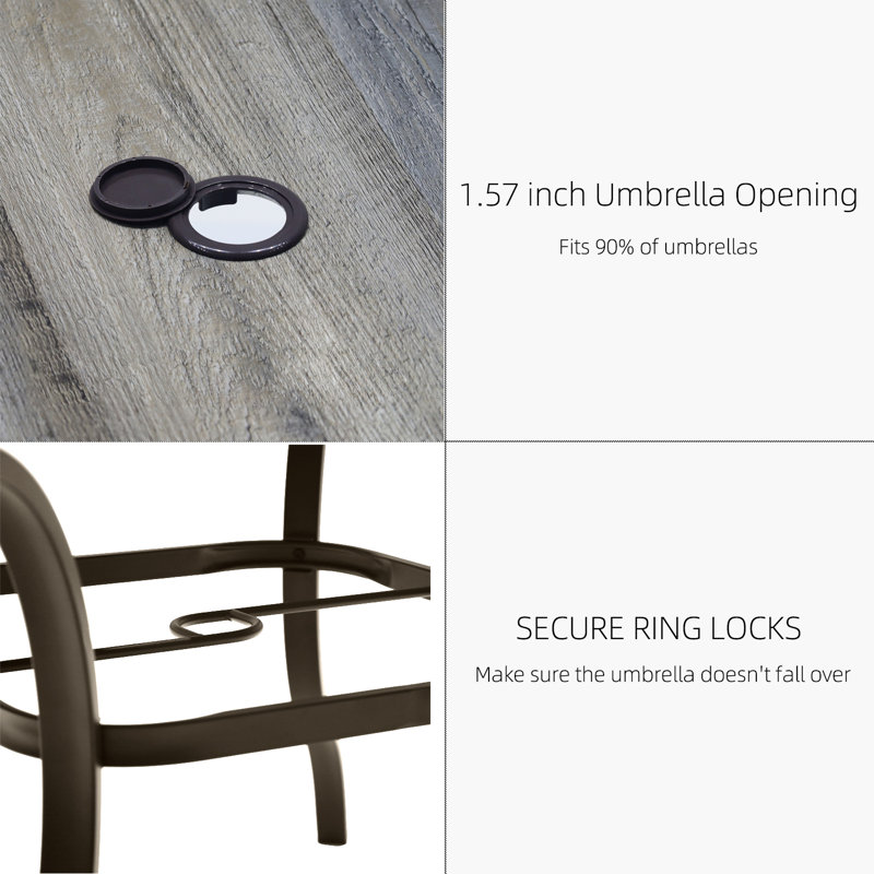 Jasavion Square 37'' L x 37'' W Laminated Top Outdoor Dining Table with Umbrella Hole, Brown