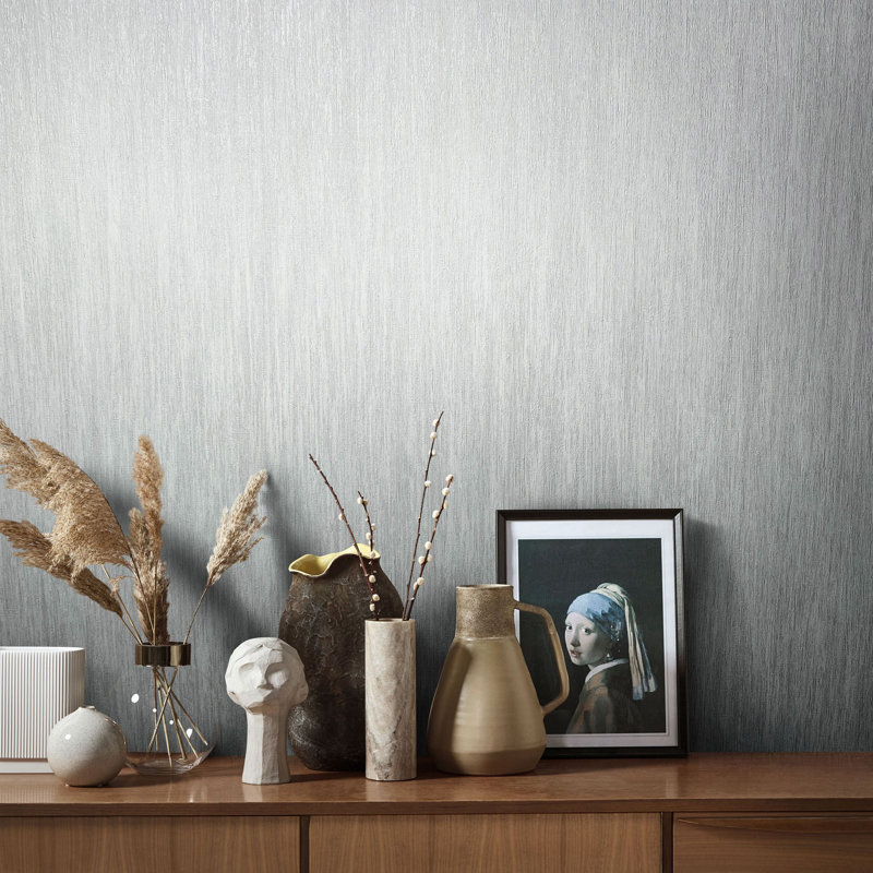 Rouleau de papier peint texturé Air Collection Waterfall, Argent argent