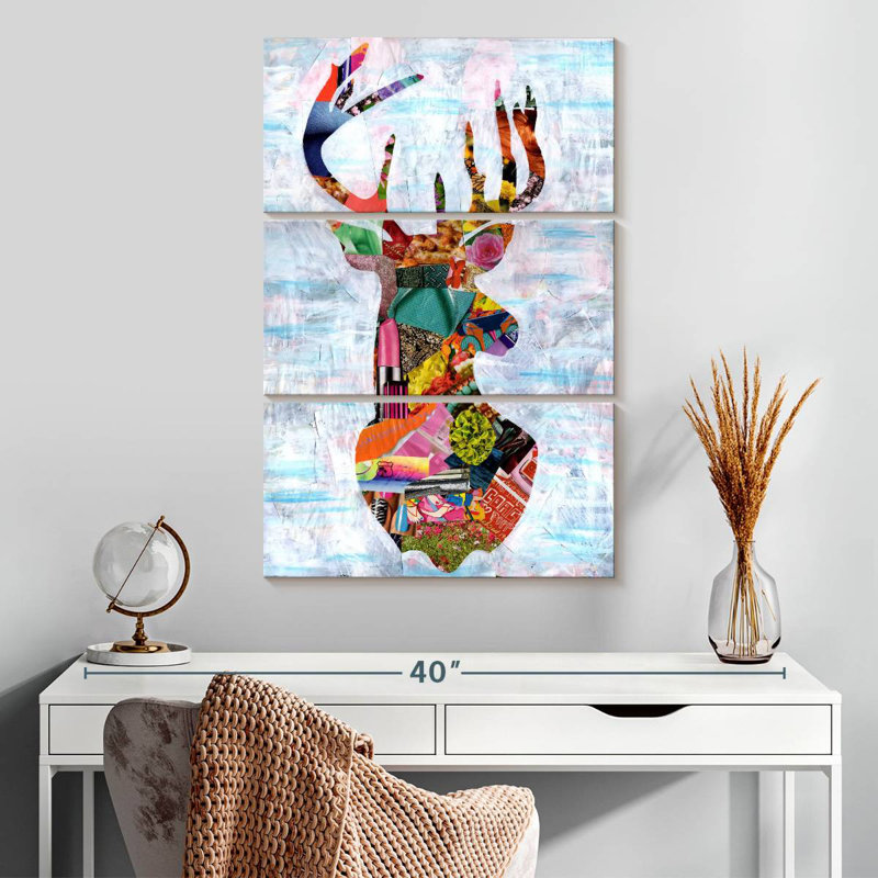 Cerf Brampt abstrait, H 32 po x l 20 po