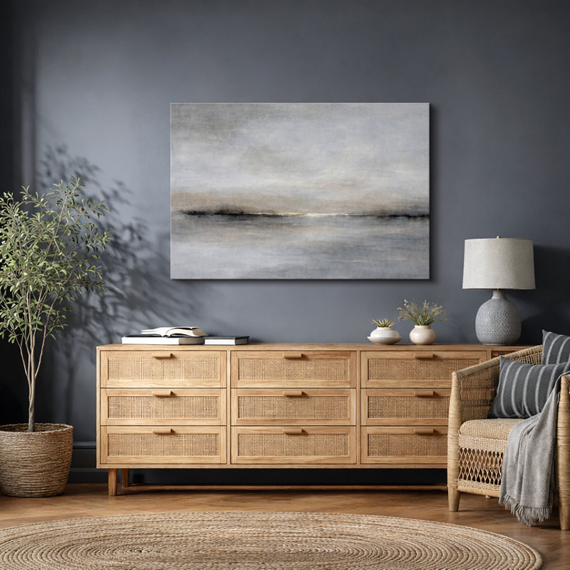Art abstrait noir et gris, images de salon moderne, impression sur toile encadrée, H 32 po x l 48 po x P 1,5 po, Toile tendue
