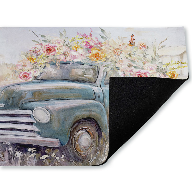 Tapis de porte d'extérieur Country Cargo Roses, par Nina Blue, 18 po x 30 po