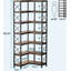 Bibliothèque de coin 79,53 "à 7 niveaux en brun rustique, bibliothèque en bois et métal-1898832671