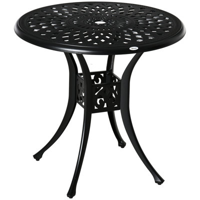 Renick Round Metal Outdoor Dining Table With Umbrella Hole , 78cm W 78cm D