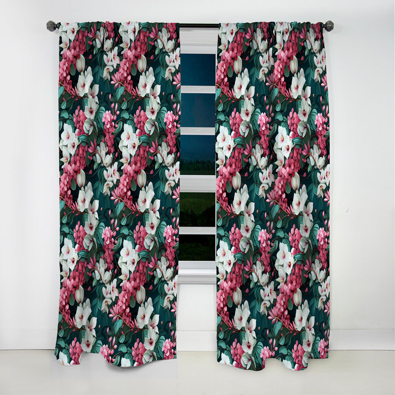Motif tropical de vignes exotiques - Rideau floral - Rideau occultant floral - 1 panneau, L 52 po x L 120 po