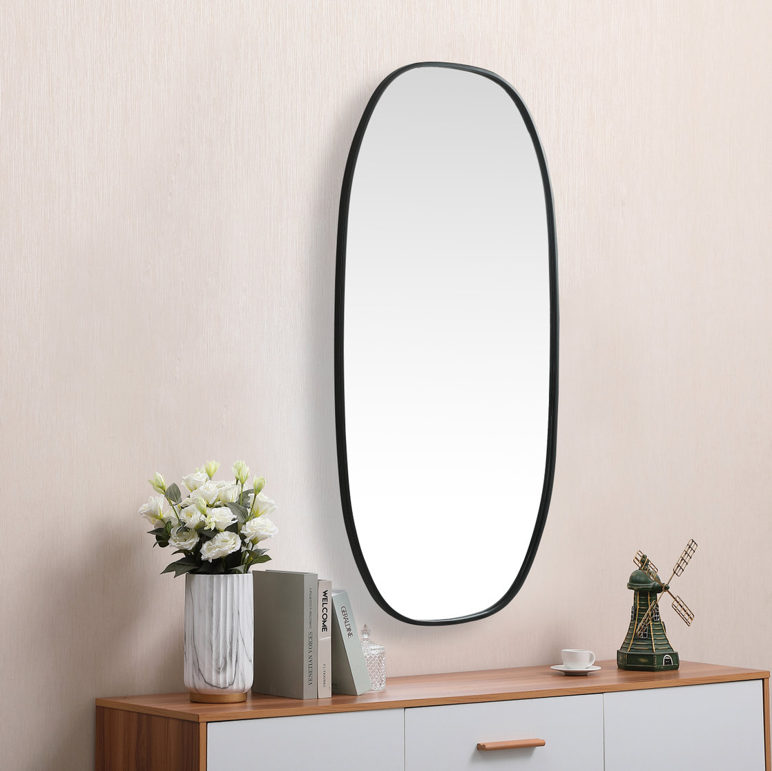 Bertin Metal Oval Wall Mirror, Black, 48"  x 24" 