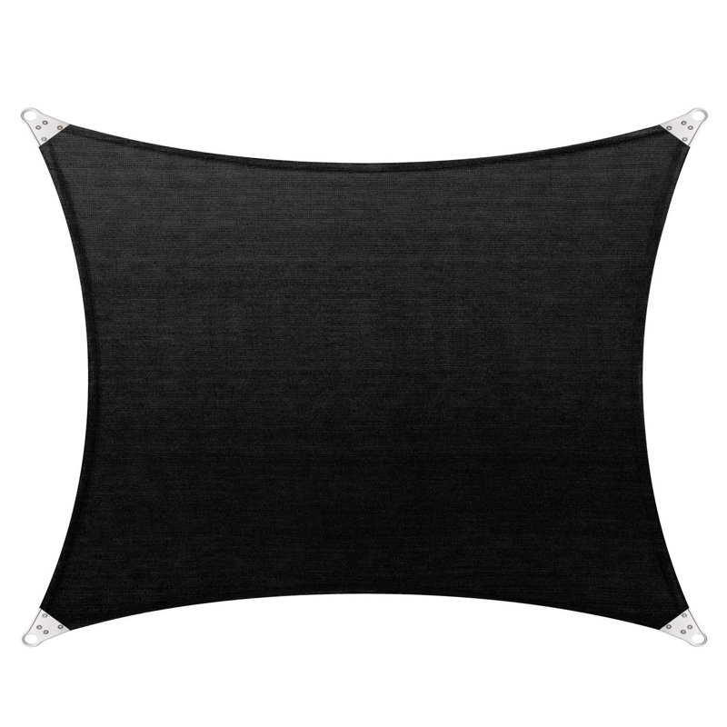 Black 12' x 16' Reinforced Rectangle Shade Sail with Stainless Steel Rings