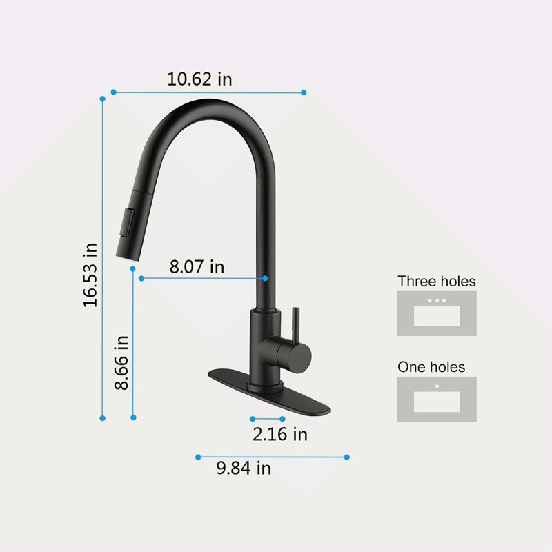 Robinet de cuisine tactile avec douchette extractible, Noir mat