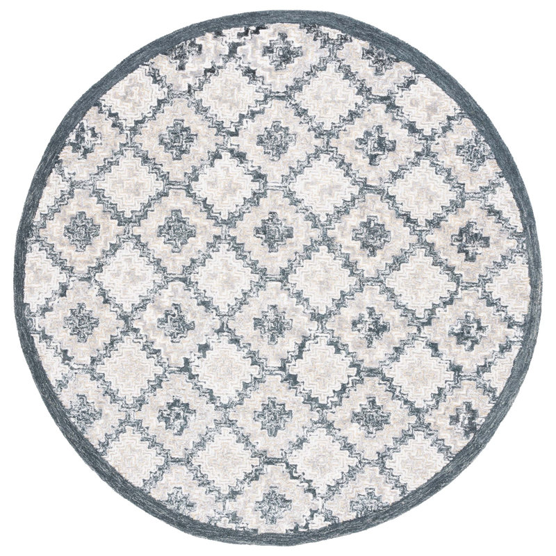 Tapis ivoire / gris touffeté à la main Soho, Rond 6 pi