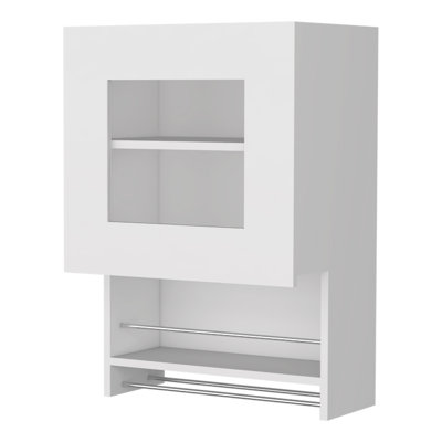 Armoire de cuisine moderne blanche pour mur avec porte-serviettes et étagère option porte vitrée