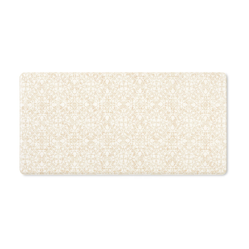 TOWN & COUNTRY BASICS Comfort Plus Non-Slip Backing Vintage Medallion Tile Anti Fatigue Comfort Mat, Beige