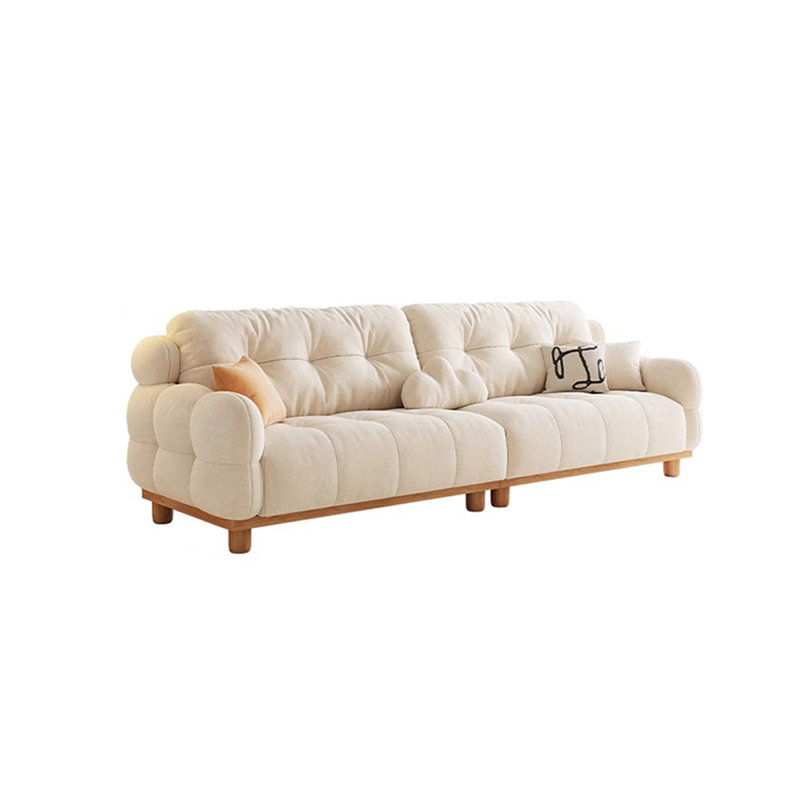 Canapé en tissu rond de style crème, H 40,55 po x l 118,11 po x P 37,4 po