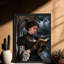 «Black Gothic Lady», art mural noir, impression de cadre fantaisiste foncé-519051044