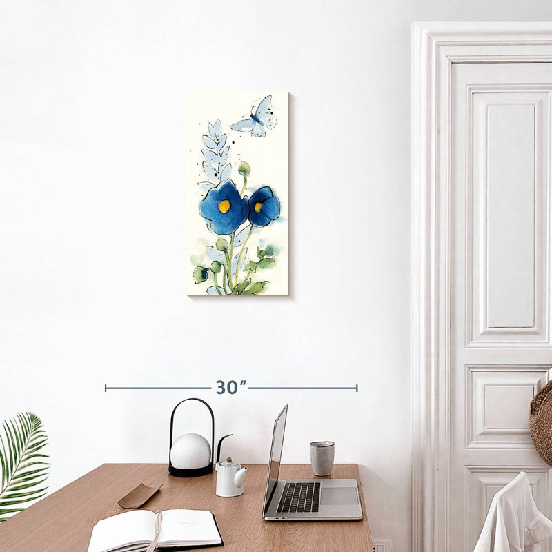 Fleurs indépendantes bleues VI, H 24 po x l 12 po