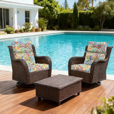 Coussins de chaise d'extérieur à haut dossier, coussins de siège et de dossier capitonnés résistants à l'eau, motif cachemire multicolore