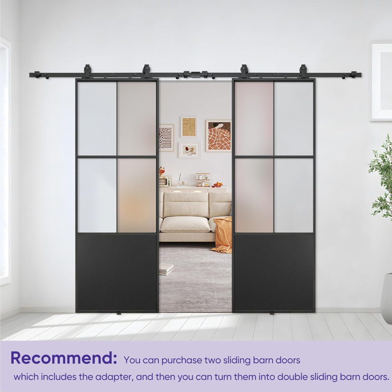 Ensemble de porte coulissante en verre noir