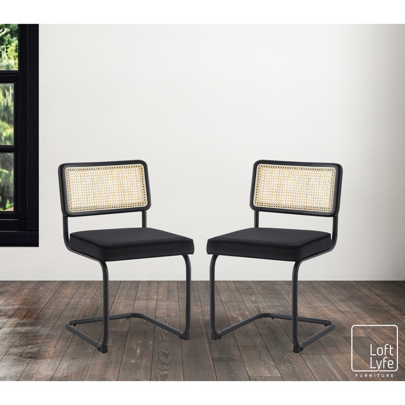 Chaise parsons en velours Allayah, Noir, Noir