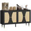 Buffet Boho, armoire avec tablettes réglables, noir