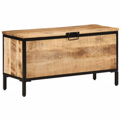 17 Stories Storage Box 32.3"X11.8"X16.9" Solid Rough Wood Mango