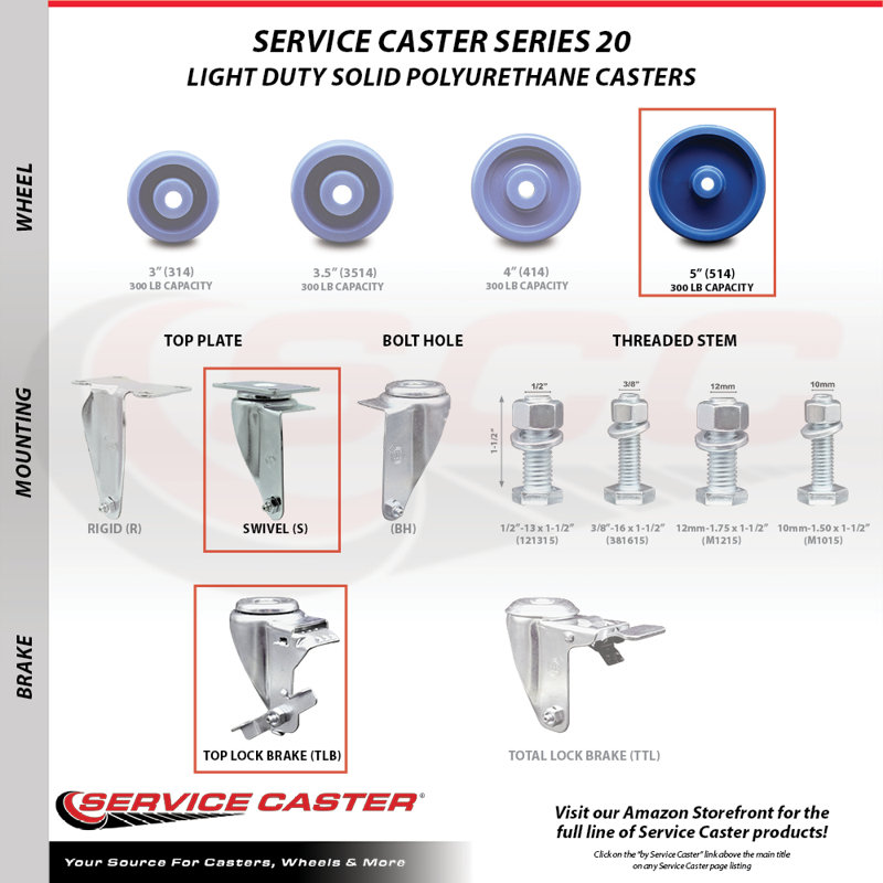 Solid Polyurethane Swivel Caster