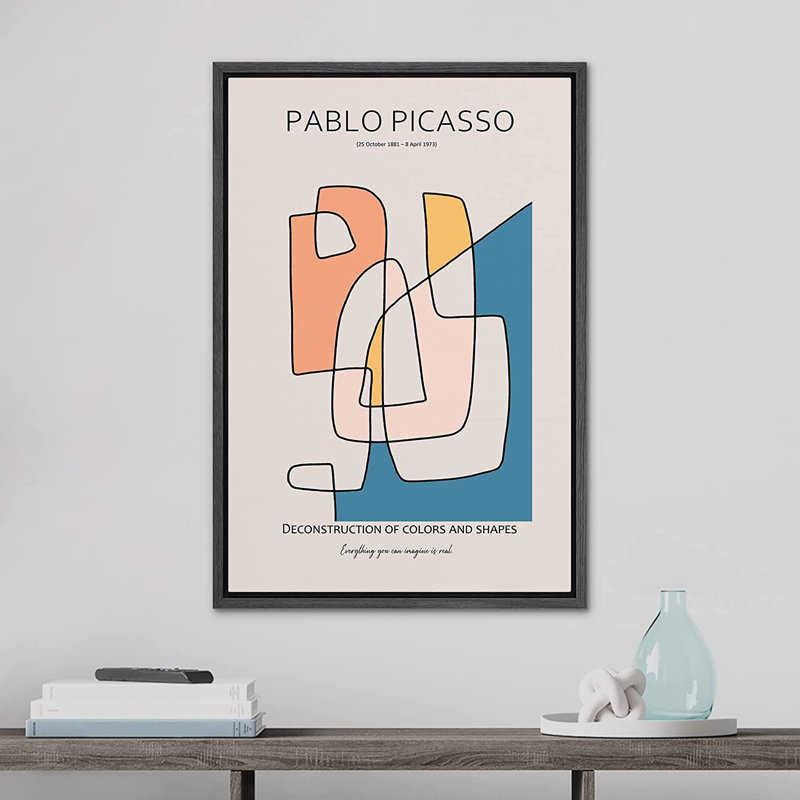 «Pastel Geometric Lines Abstract Shapes Illustration» par Pablo Picasso - Impression sur toile, H 24 po x l 16 po x P 1,5 po