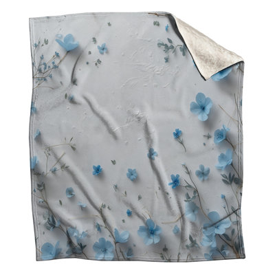 Jeté polaire fleurs bleues - Jetés floraux pour canapés ou lits
