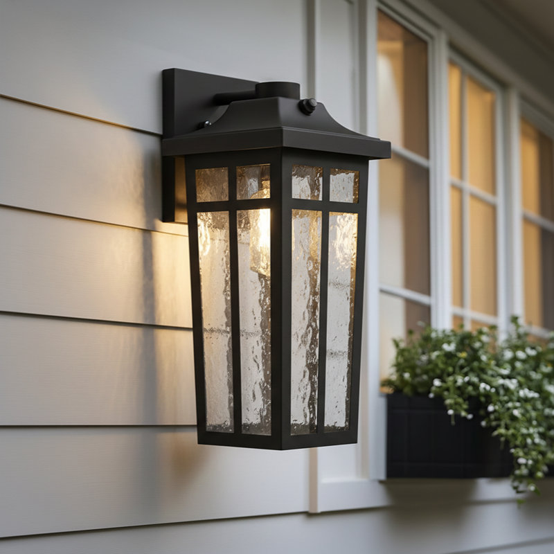 Black 14''H Dusk to Dawn Outdoor Wall Lighting
