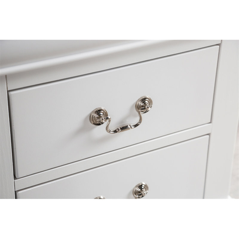 Meuble de chambre à coucher de style transitionnel 1 pièce avec pieds et support à l'épreuve de la poussière, Blanc