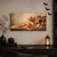 «Rustic Orange», citrouilles et fleurs près de la cheminée, art mural d'Halloween