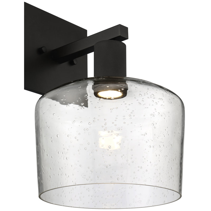 Abdulkhalid LED Wall Sconce - Seeded Glass - Dedicated LED, Matte Black