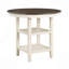 Ensemble de table de salle à manger à hauteur de comptoir 5 pièces blanc antique et brun avec tablettes intégrées et 4 chaises de hauteur de comptoir en bois