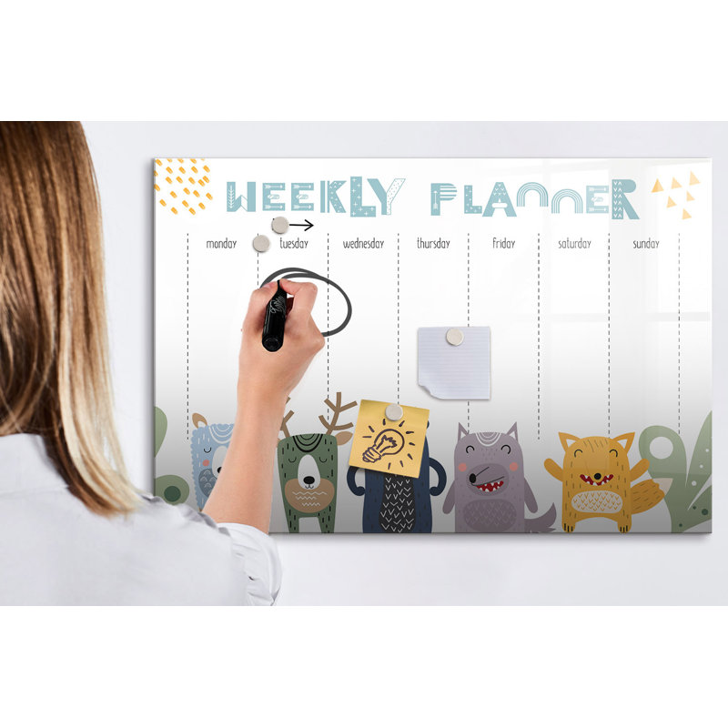Magnetic Glass Dry Erase Board, 60cm H x 90cm W x 2cm D