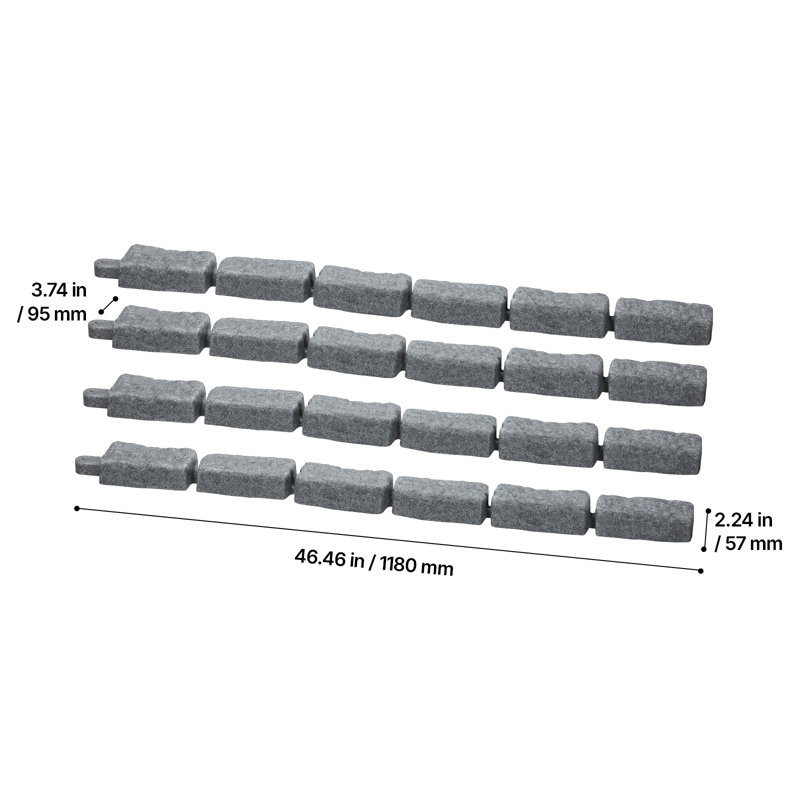 5.7cm H x 118cm W Polyethylene Plastic Lawn Edging, Grey