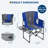 Set of 2 Heavy Duty Blue Camping Chairs 330 LB Capacity Folding Director Seat with Side Table and Storage Pouches