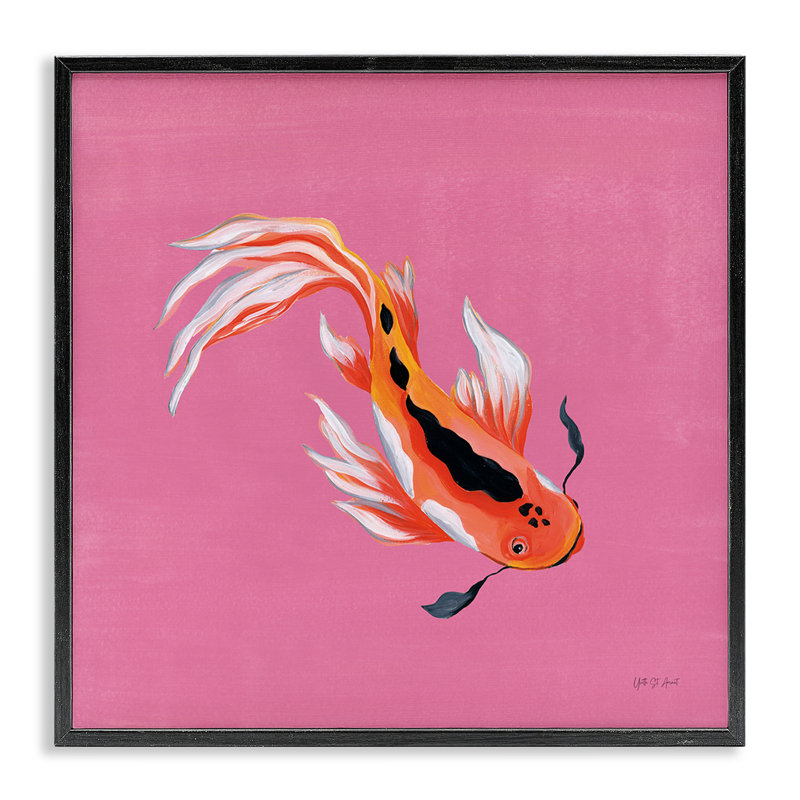 Giclée encadrée de rose Koi, Giclée encadrée noir minuit, H 12 po x l 12 po