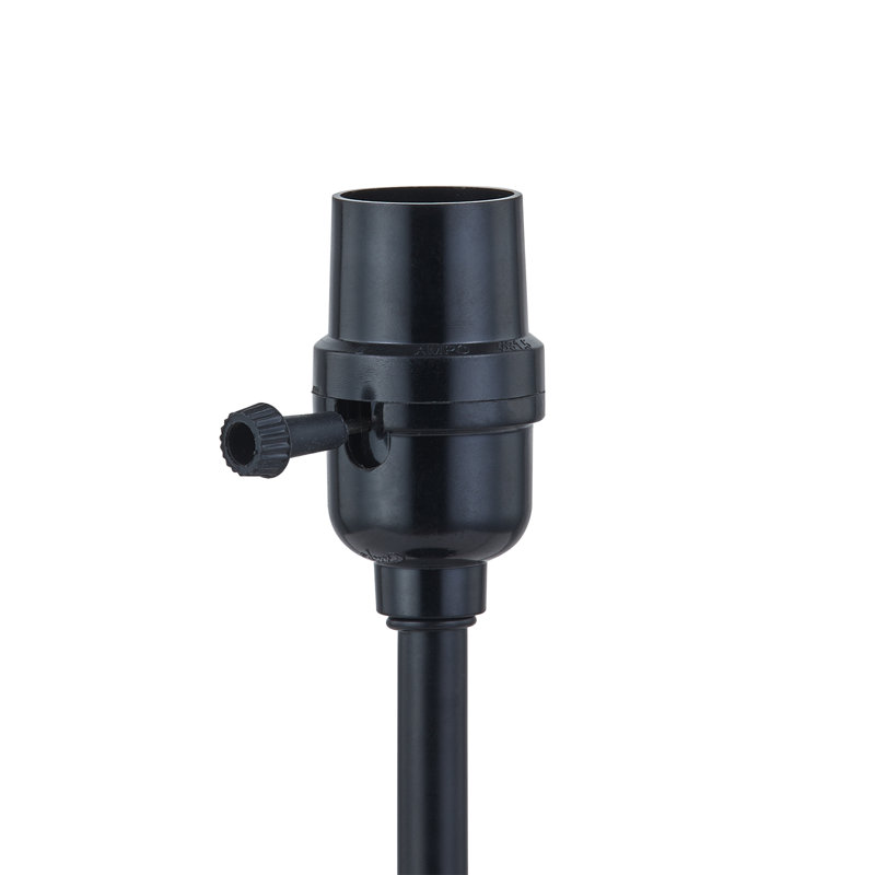 Petite lampe de table simple 19 po en métal noir moderne pour table de chevet avec table de chevet en lin et port USB
