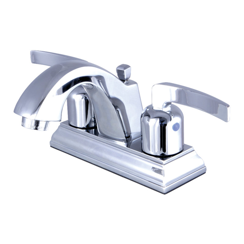 Kingston Brass Centurion Two-Handle 3-Hole Deck Mount 4" Centerset Bathroom Faucet with Pop-Up Drain, Polished Chrome