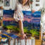 Reproduction d'art sur toile, une scène de toit vibrante surplombant un paysage urbain tentaculaire au coucher du soleil-56465912