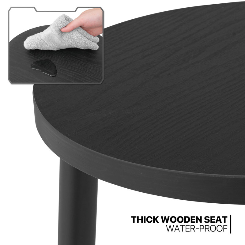 Backless Round Bar Stool Counter Stool With Footrest, Black