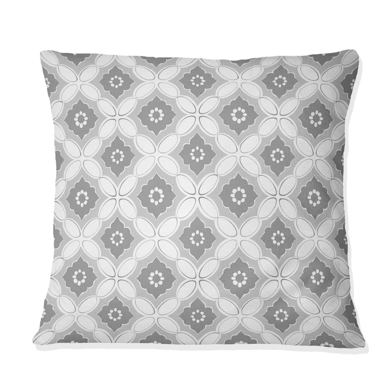 Coussin décoratif gris et blanc quadrilobe Glam II, H 16 po x l 16 po