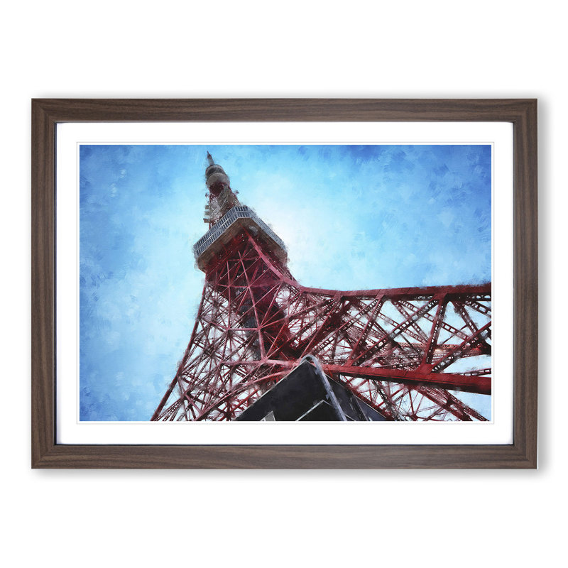 The Tokyo Tower - Picture Frame Painting, 36cm H x 48cm W x 2cm D, Walnut Framed